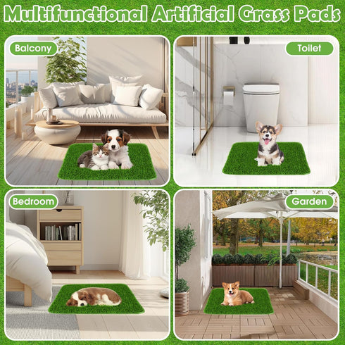 28"x18" Dog Grass Pad with Washable Pee Pad - Artificial Grass Puppy Training Mat, Non-Slip & Super Absorbent, Reusable