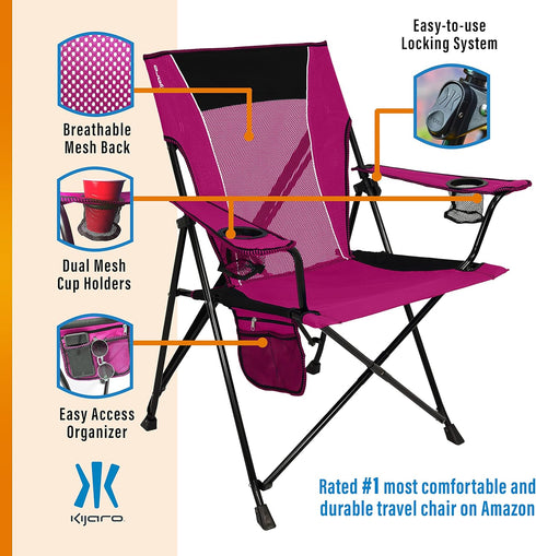Kijaro Dual Lock Portable Camping Chairs - Enjoy the Outdoors with a Versatile Folding Chair for Sports, Lawn - Dual