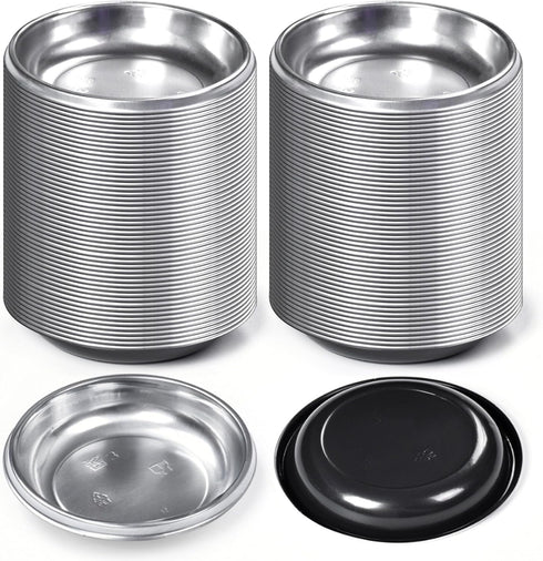 Skywin Disposable Pet Food Bowls for Cats, 100 PCS Lightweight Mini Plates, Easy to Carry and Store (Grey).