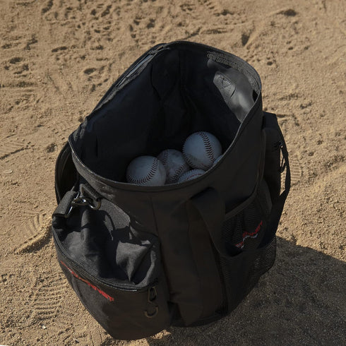 PowerNet Soft Bucket Carry Bag with Shoulder Strap & Pocket Organizer for Softball & Baseball Gear (Softside)