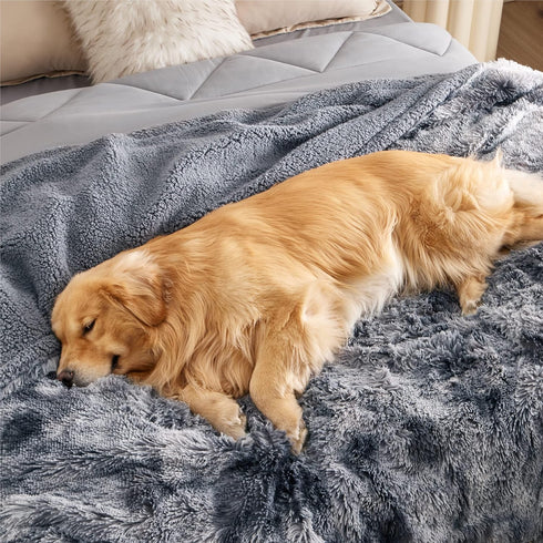 Bedsure Waterproof Dog Blankets for Large Dogs - Calming Cat Blanket for Bed Couch Protector, 60"x80", Tie-dye Grey