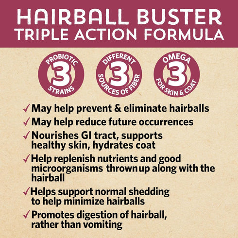 Fidobiotics Meowbiotics Hairball Buster Powder for Cats, 30 Servings, 2 Billion CFU Probiotics, Smoked Fish Chowdah
