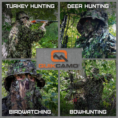 QuikCamo Realtree & Mossy Oak 3D Leafy Camo Face Mask Bucket Hat for Men, Fully Adjustable OSFM for Hunting