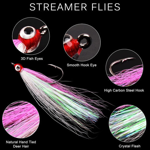 Shaddock Fishing Clouser Minnow Fly Fishing Flies, Streamer Wet Salmon Trout Steelhead Jig Hooks Sea Bass Striper