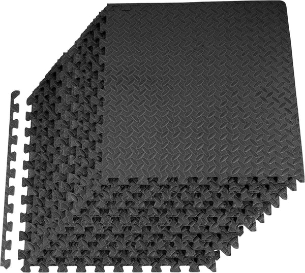 Signature Fitness Puzzle Exercise Mat with EVA Foam Interlocking Tiles for Home Gym