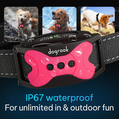 DogRook Rechargeable Dog Bark Collar - No Shock Smart Training Collar, Beep & Vibration Stop Barking Devices, Anti Bark