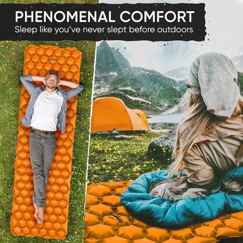 POWERLIX Ultralight Inflatable Camping Sleeping Pad, Compact Lightweight Mattress with Inflation Bag/Repair Kit