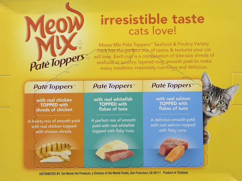 Meow Mix Company 799451-Pack, 4 Mix Pate Topper Seafood/Chicken Variety, 2.75-Ounce, (Pack of 4)