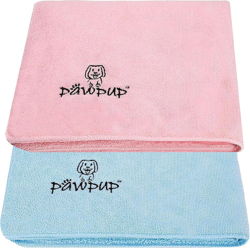 Dog Towel, Super Absorbent Quick Drying Microfiber Pet Towel for Dogs, Cats (40 x 24 Inches, Pink and Blue)