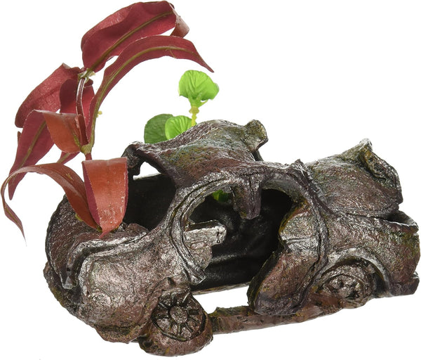 Penn-Plax Aquarium Resin Car Wreck with Plant Decoration