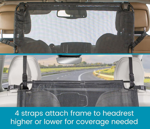 High Road Back Seat Barrier for Dogs - Car Divider for Dogs for Behind Front Seat - Padded Steel Frame with Heavy Duty