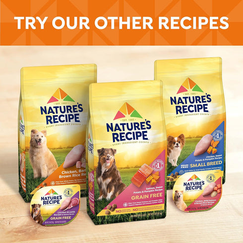 Nature’s Recipe Grain Free Wet Dog Food Variety Pack, Chicken & Beef, Chicken & Turkey, Chicken & Lamb, 2.75 Ounce