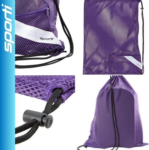 Sporti Mesh Bag with Zipper Pocket, Purple Color