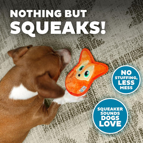 Outward Hound Durablez Tough Plush Squeaky Dog Toy, Fox, Orange, XS