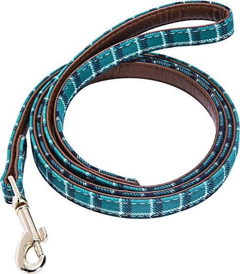 Puppy Leash for Small Dogs - StrawberryEC Cute Leather Peacock Green Plaid Leashes (Leash-Peacock Green)
