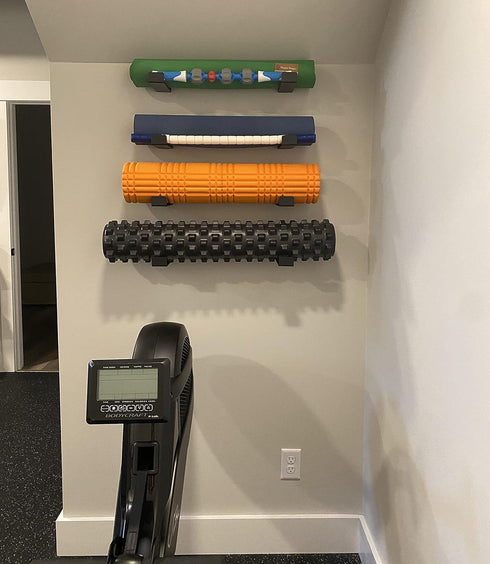 StoreYourBoard Yoga Mat Storage Rack | Foam Roller, Exercise Bands, Wall Hooks Gym Organizer