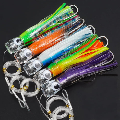 OROOTL Saltwater Fishing Trolling Lures for Tuna, Mahi, Marlin, 6" Big Game Sea Fishing Gear with Rigged Hook