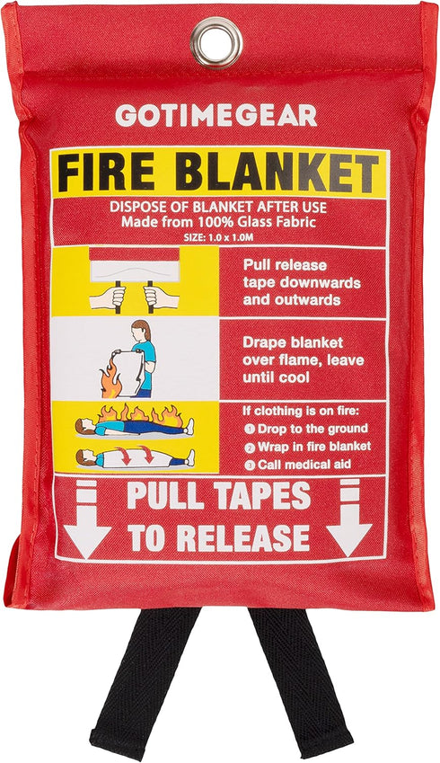 Go Time Gear Emergency Fire Blanket Kit for Home and Kitchen, Fire Retardant Survival Blanket Up to 1,200°F