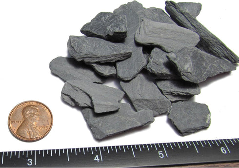 Natural Slate Stone -1/2 to 1 inch. Perfect size for Miniature or Fairy Gardens, Aquariums, Reptiles, Terrariums, Model Railroads, Dioramas & Wargaming (1lb Grey)