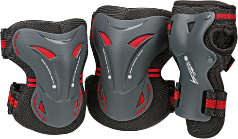 Roller Derby BONEShieldz Tarmac 360 Tri Pack Protective Pads, Medium, BLACK