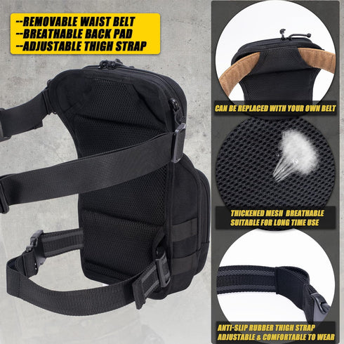 CLTAC Pack Tactical Drop Leg Bag Utility Pouch Molle for Outdoor Motorcycle Cycling Hunting Hiking with CCW Gun Holster