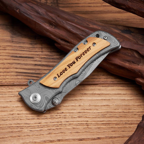 Personalized Engraved Folding Knife for Boyfriend or Husband - Camping Hunting Knives with Pocket Clip for Gifts