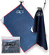 Multi-Function Magnetic Golf Towel with Wash Pocket, Magna-Anchor Technology, Waffle Pattern, Ball Scrubber
