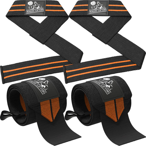 Wrist Wraps + Lifting Straps Bundle, 2 Pairs for Weightlifting and Gym