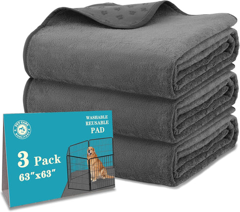 Bunlitent 3 Packs Extra Large Washable Pee Pads for Dogs 63'' x