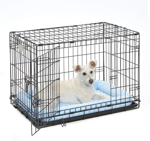 MidWest Homes for Pets Bolster Dog Bed 30L-Inch Blue Dog Bed or Cat Bed w/ Comfortable Bolster | Ideal for Medium Dog Breeds & Fits a 30-Inch Dog Crate | Easy Maintenance Machine Wash & Dry