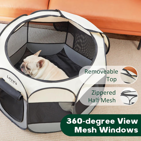 Love's Cabin Medium Dog Playpen, Portable Indoor/Outdoor Tent Crate, Foldable Pop Up Kennel with Removable Zipper Top,