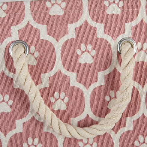 Bone Dry Pet Storage Collection, Lattice Paw Print, Rose, Small Round