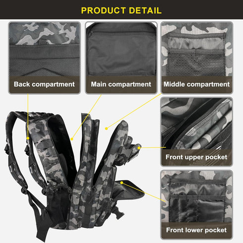 Zavothy 45L Military Tactical Backpack, Army 3 Day Assault Pack Bag for Men and Women with Molle System