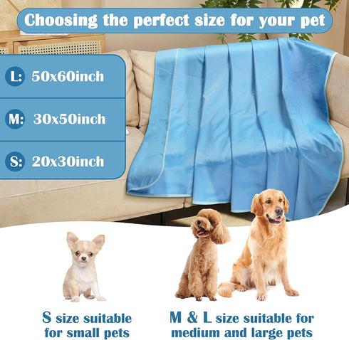 Kritter Planet Waterproof Cooling Dog Mat - Soft Lightweight Cooling Pet Blanket for Summer, 50 x 60 inch, Blue