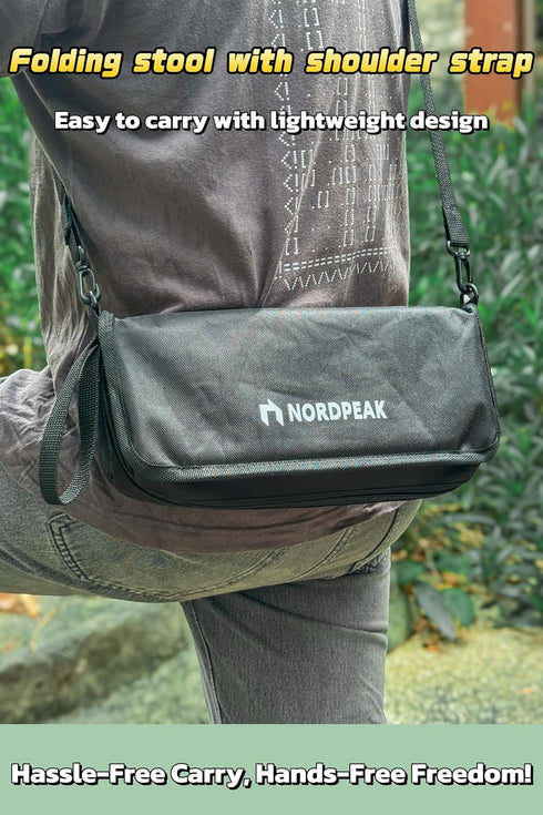 NORDPEAK 350lbs Commute Compact Foldable Stool with Shoulder Strap, Heavy Duty Support, Lightweight Portable Seat Gift
