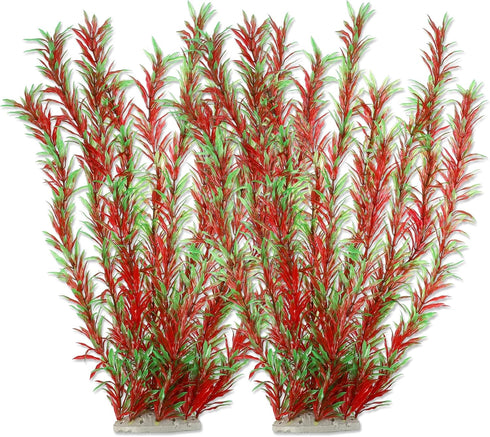 Large Aquarium Plastic Plants, Tall Aquarium Plants for Fish Tanks Decor, 21.26" Height (Red Green, 2pcs)