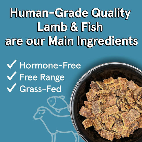 Real Meat Air Dried Dog Food with Real Lamb & Fish, 2lb Bag, Grain-Free, High-Protein, All-Natural