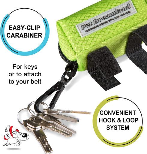 Pet Dreamland Dog Waste Bag Dispenser - Poop Bag Dispenser for Leash with Free Roll of Doggie Poop Bags, Zippered