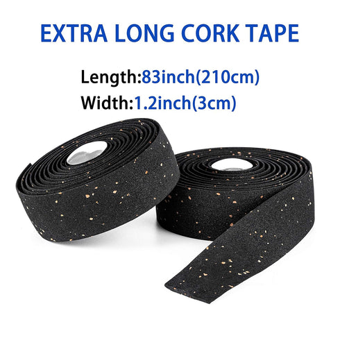 LSSH Cork Bike Handlebar Tape, Cycling Handle Wraps, EVA Road Bike Handlebar Tape – 2 Rolls (Black)