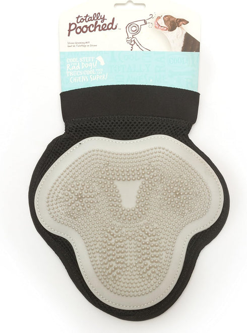 Reversible Silicone Pet Grooming Glove - One Size, Grey for Gentle Massage, Bathing and Hair Removal