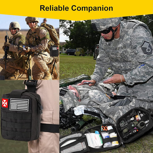 XUANLAN 248PCS Packed Survival First Aid Kit, Survival Tools Camping Essentials Tactical Gear Emergency Trauma Medical
