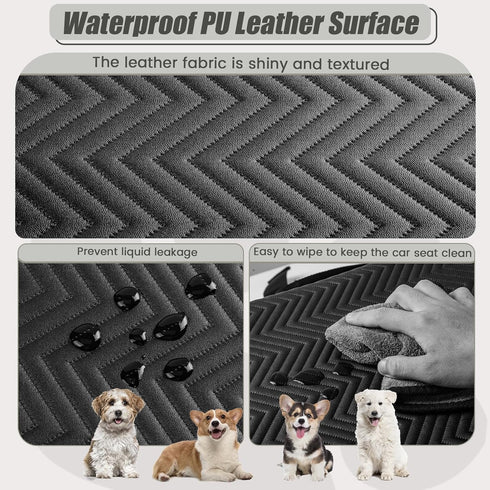 20lbs, Leather Dog Car Seat for Small Dogs Under Dog Booster Seat with Metal Frame Construction Double-Layer Oxford
