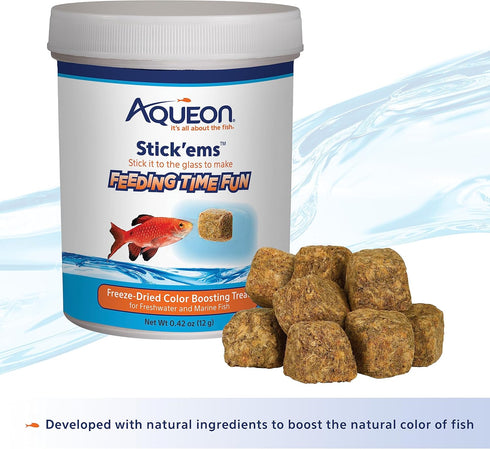 Aqueon Stick'ems Freeze-Dried Color Boosting Pet Fish Treat , 0.42 oz