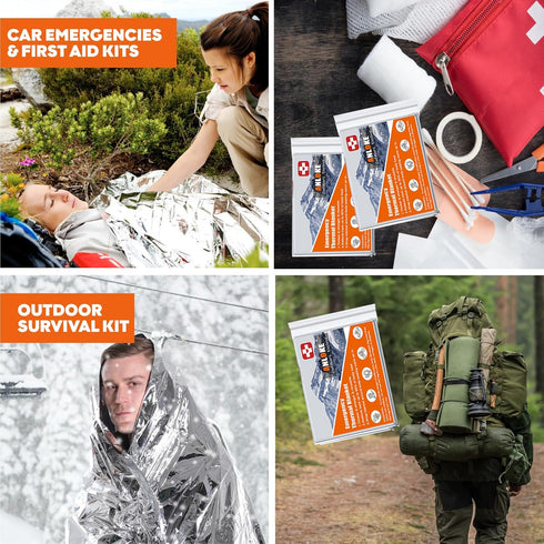 Mylar Emergency Blankets, 5 Pack Gigantic Thermal Survival Blankets 82 * 64 in, Heavy Duty Camping Gear