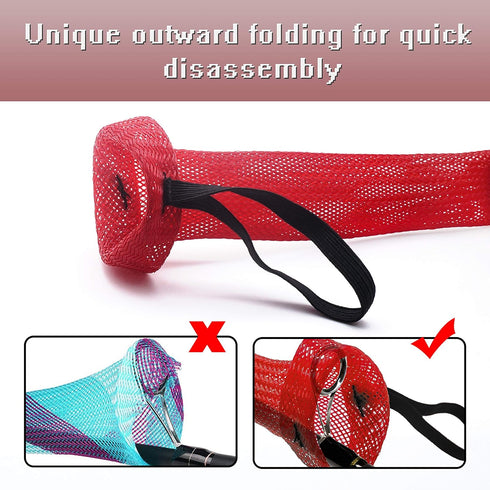 Fishing Rod Cover - 4 Pack Rod Sleeve Socks with Lanyard for Fly, Spinning, Casting, and Sea Fishing