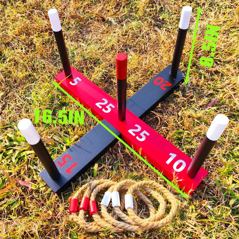 5 2 6 2 GOOSO Ring Toss Game for Kids - Indoor & Outdoor Game for Family and Adults with Poles, Bases and Rings