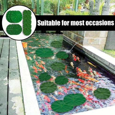 12Pcs Realistic Lily Pads Leaves - Artificial Floating Foam Foliage for Ponds, Koi Fish Pool, Patio & Aquarium Decor