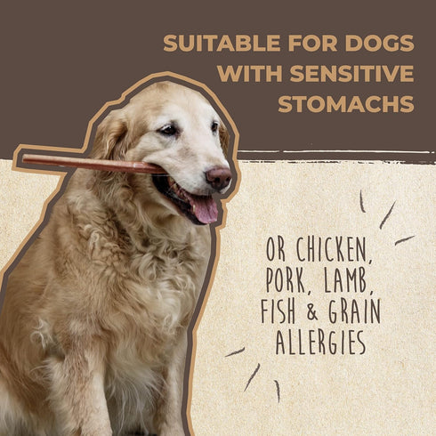 Mighty Paw Naturals Bully Sticks for Dogs - 12" Grass Fed Beef Chews, Lower Odor, 5 Pack for Large, Medium & Small