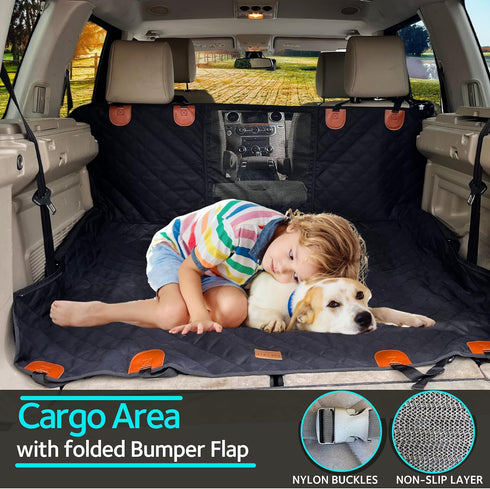 100% Hammock KULULU Dog Car Seat Cover for Back Seat, Waterproof Dog Car with Mesh Window, Scratchproof Truck Back Seat