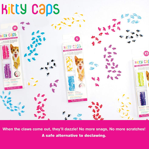 Kitty Caps Nail Caps for Cats, White with Orange & Clear with Blue Glitter, Medium (9-13 lbs), 40 Count